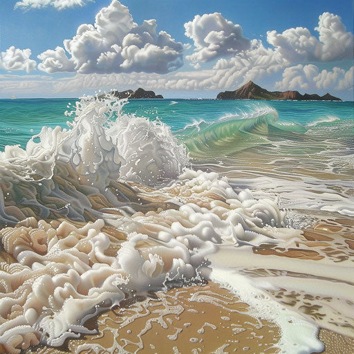 Lanikai Beach, Hawaii: waves crashing against the shore