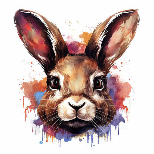 Bunny face artwork in Chiaroscuro Art style, white background