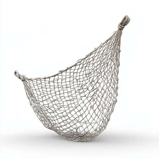 3D Fishing Net on flat white background, isolated clipart