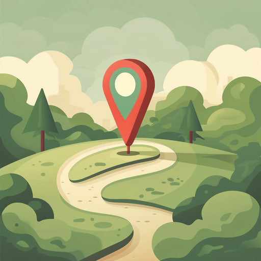 Realistic location clipart with muted olive background