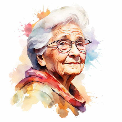 Grandma clipart in the style of Impressionistic Art, on white background