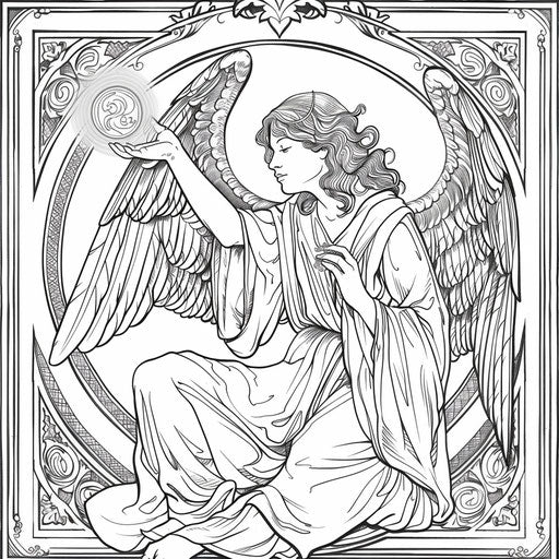 Serene angel with wings and glowing orb