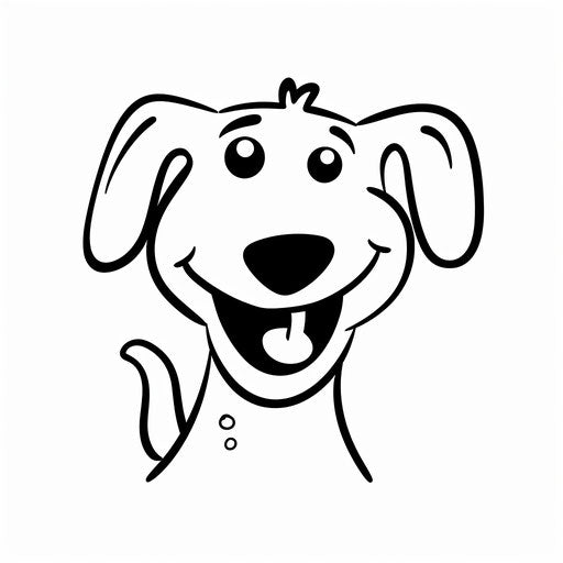 Happy dog in simplified line style