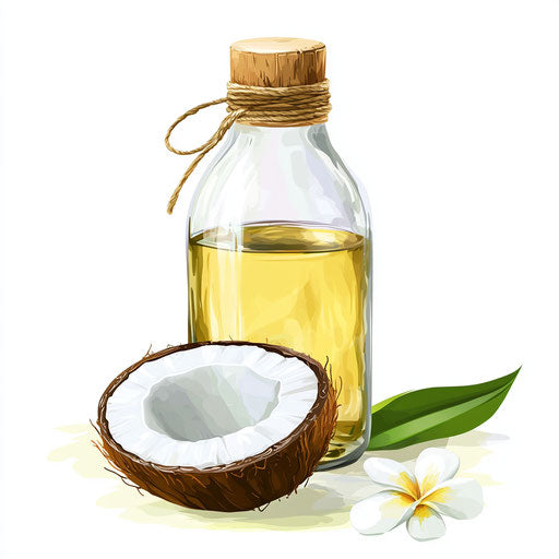 Realistic clipart of coconut oil, high-resolution, isolated