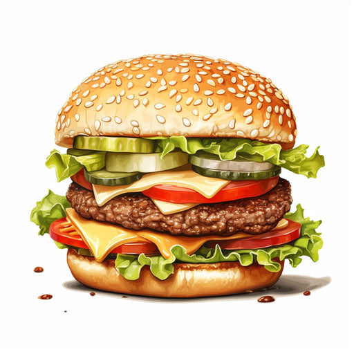 Hamburger clipart in the style of Chiaroscuro Art, on white background
