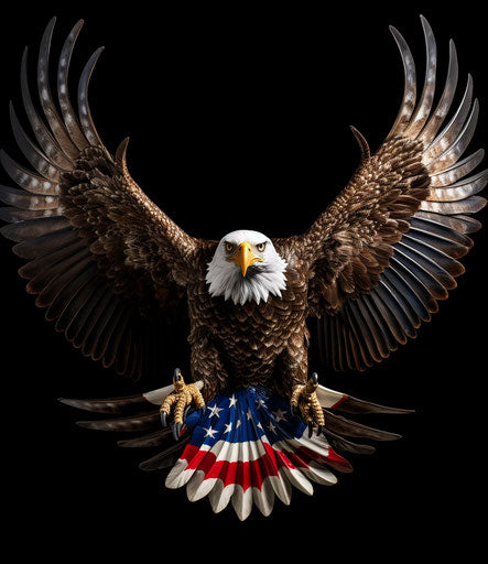 Bald eagle with USA flag on wings