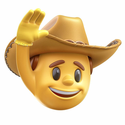 Yellow face saluting with cowboy hat