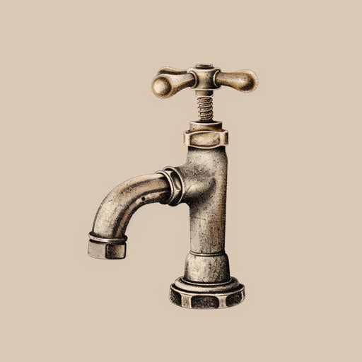 Realistic quality clipart of faucet on flat beige background