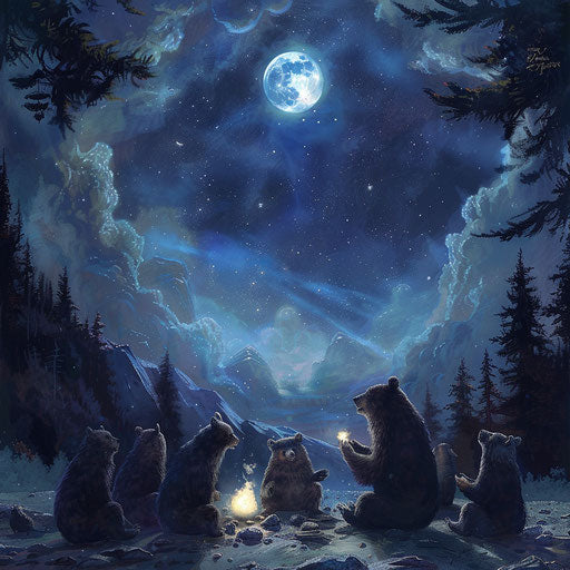 Bears casting spells under a full moon