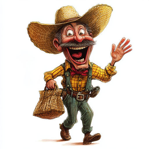 Humorous caricature of a western with human characteristics