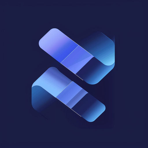 Sleek logo with clean lines on blue gradient background