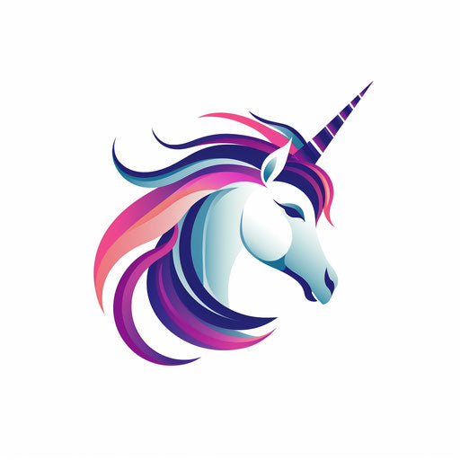 Minimalist unicorn head clipart on white background