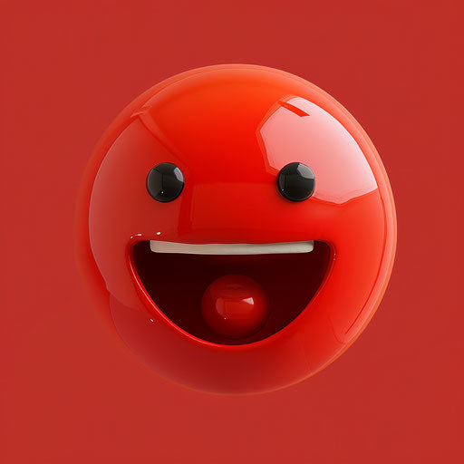 Red emoji with smile, Hervé Guibert style, race, Sudersan Pattnaik