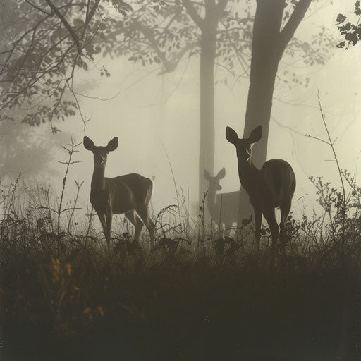 Foggy morning in white-tailed deer habitat