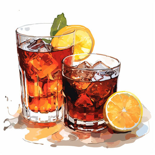 Drinks clipart in the style of Oil painting, on a white background