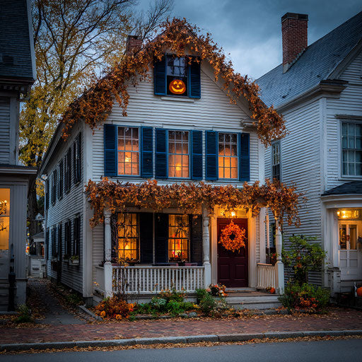 Street Scene Adorned for Halloween Celebration