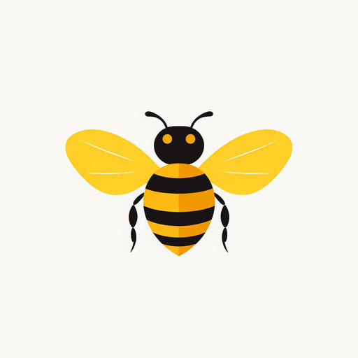 Bee illustration in Minimalist style, on white background