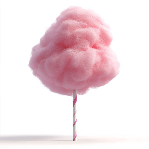 3D cotton candy on white background, photo realistic style