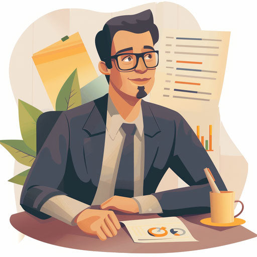 Business clipart in photo realistic style with random flat background