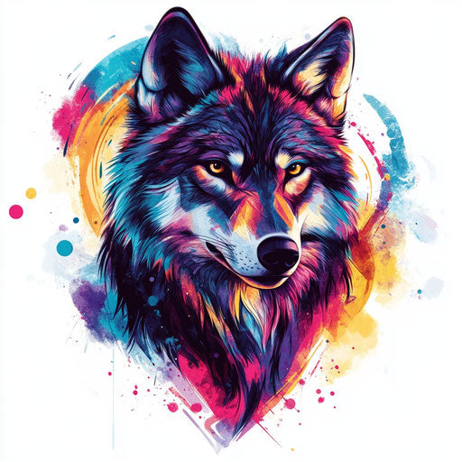 Flat tattoo sketch with geometric wolf pattern