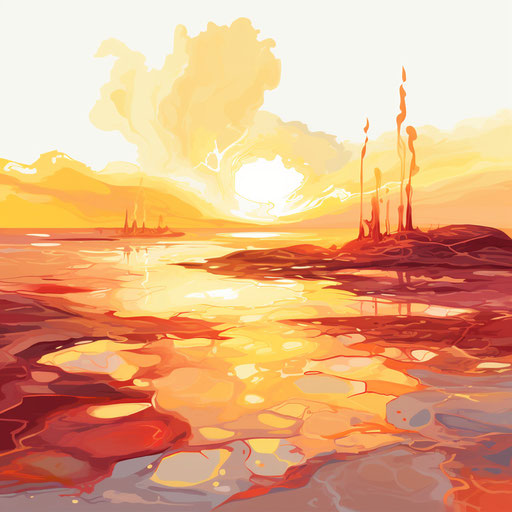 Heat illustration in the style of Oil painting, on white background