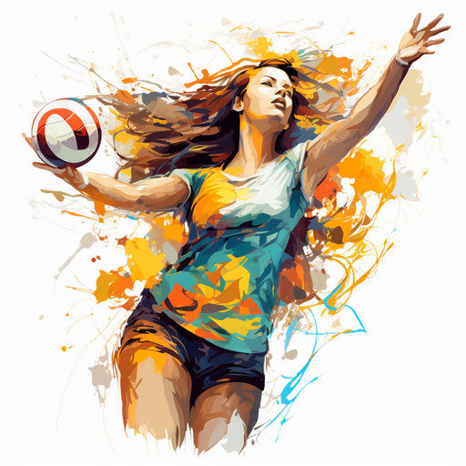Volleyball in Oil painting style on white background
