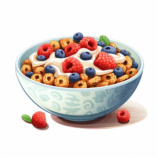 Illustration of cereal in the style of Chiaroscuro Art, on white background
