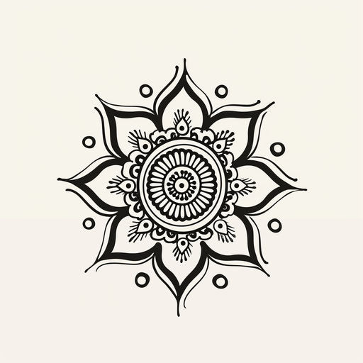 Summer henna patterns tattoo sketch in black