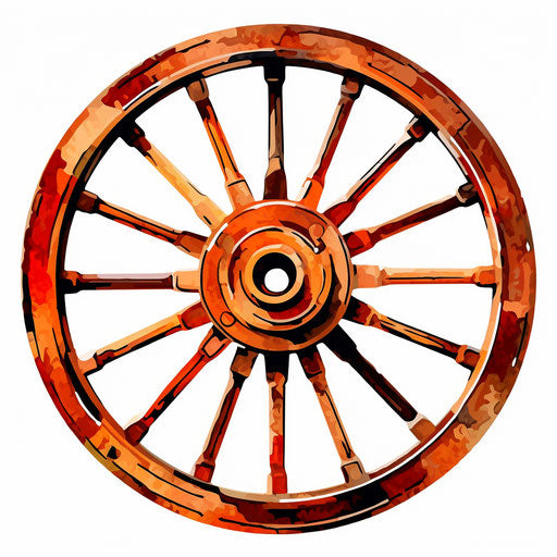 Wheel oil painting on a white background
