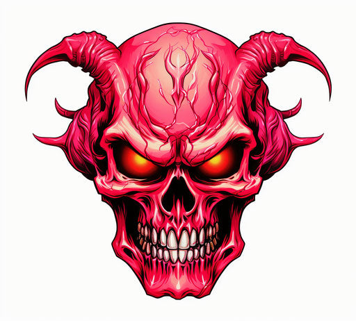 Imp with horns skull png x2, caricature faces style