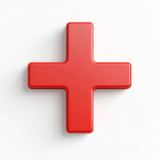 3D Plus Sign on flat white background isolated clipart