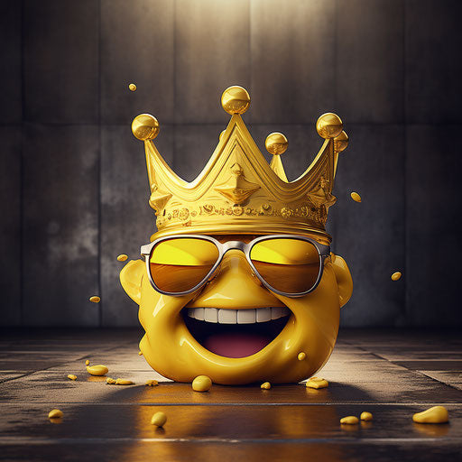 Happy emoticon wearing crown and sunglasses