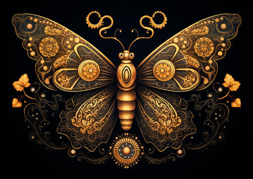 Beautiful moth inspired by woodcut style