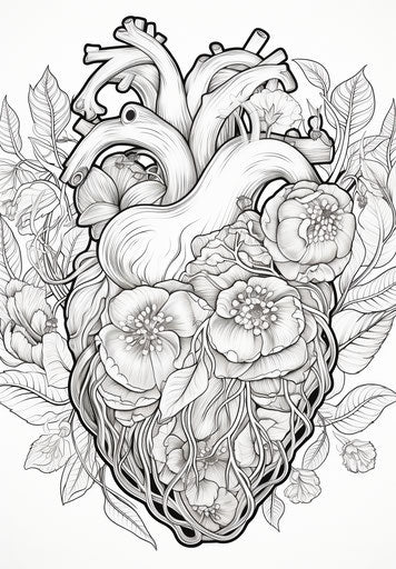 Heart with intricate pattern on top for coloring