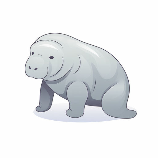 Minimalist style manatee clipart on white background
