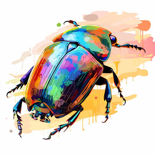 Beetle clipart in the style of Impressionistic Art, on a white background