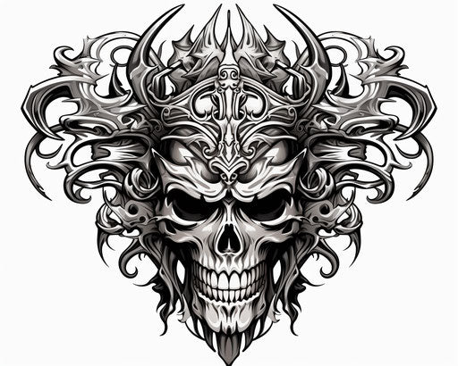 Medieval skull tattoo weapon person, traditional clipart png
