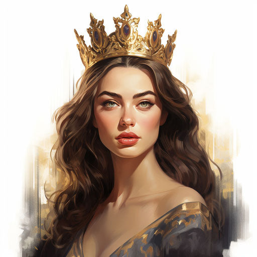 Queen crown illustration in the style of Oil painting, on a white background