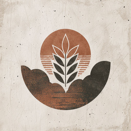 Brand logo with vintage fonts and earthy tones on textured paper background