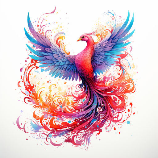 Bird color brush on watercolor, psychedelic style