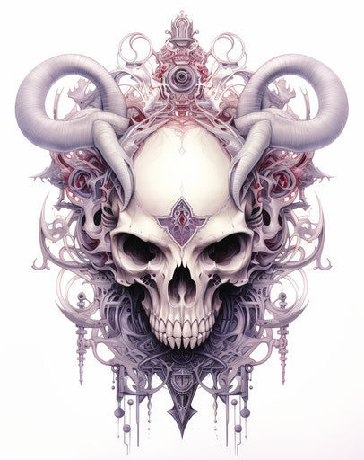 Drawn skull with horns