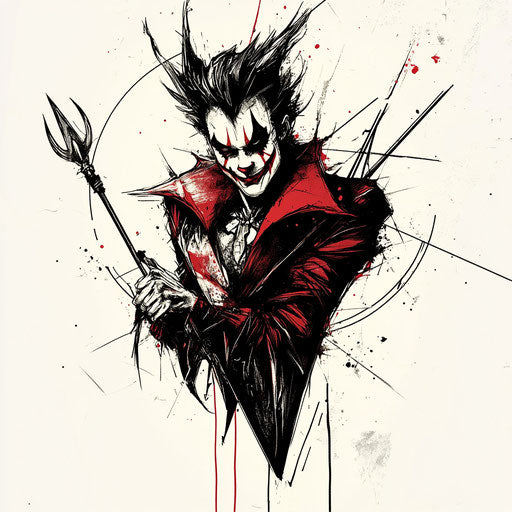 Beautiful clipart style flat tattoo sketch of joker card