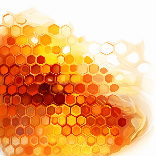 Honeycomb drawing in the style of Impressionistic Art, on white background