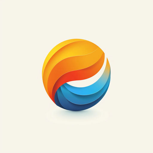 Minimalist brand logo design in bright orange and blue on white