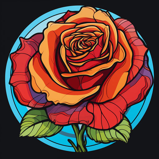 Drawing of a large rose in cartoon style