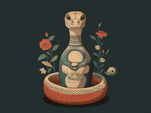 Cobra head in tarot card style