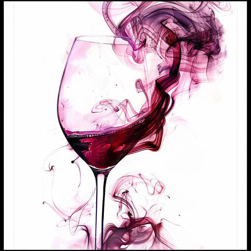 Intense burgundy smoke shaping a wine glass