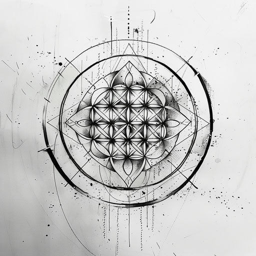 Zen style tattoo sketch of the Flower of Life