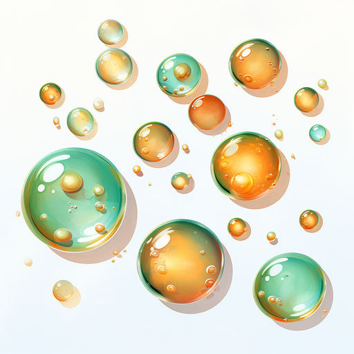 Oil painting style bubbles on white background
