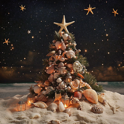 Tropical Christmas tree on a sandy beach